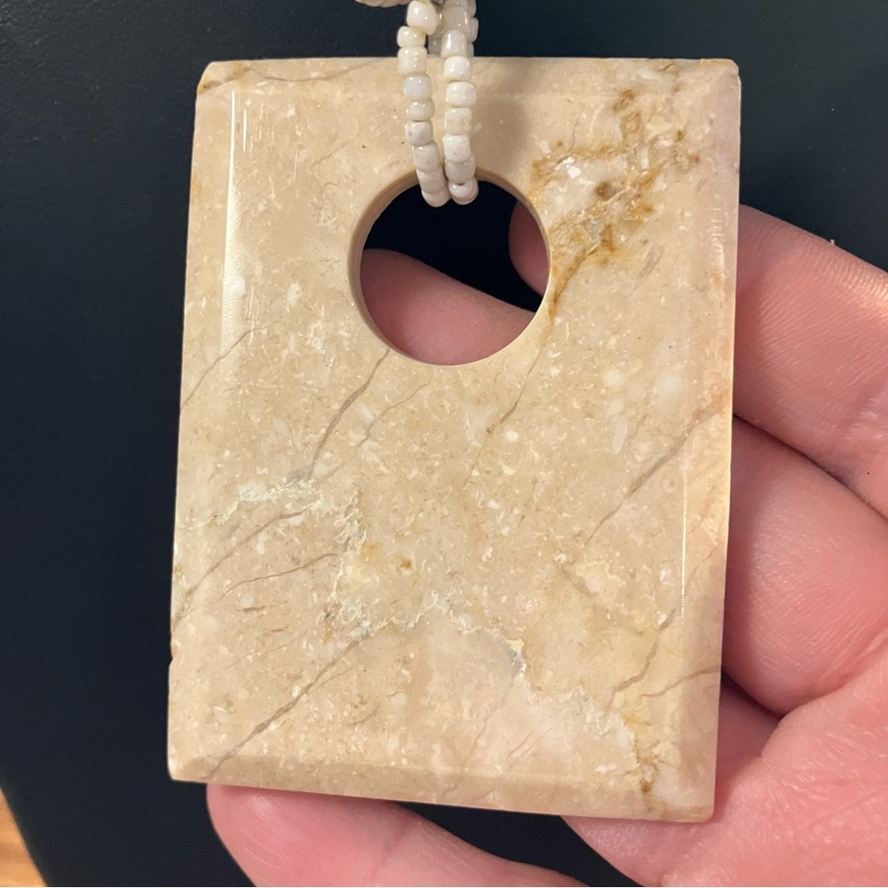 Large Stone Marble Rectangle Statement Necklace N… - image 2